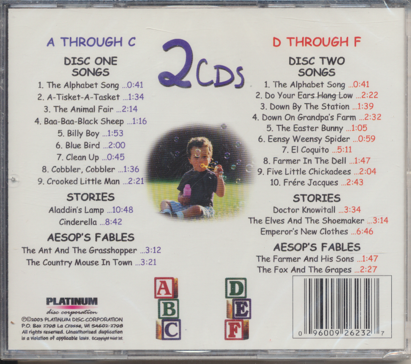 The Alphabet Series (2 x CD) ABCDEF * Songs * Stories * Fables - Vol 1