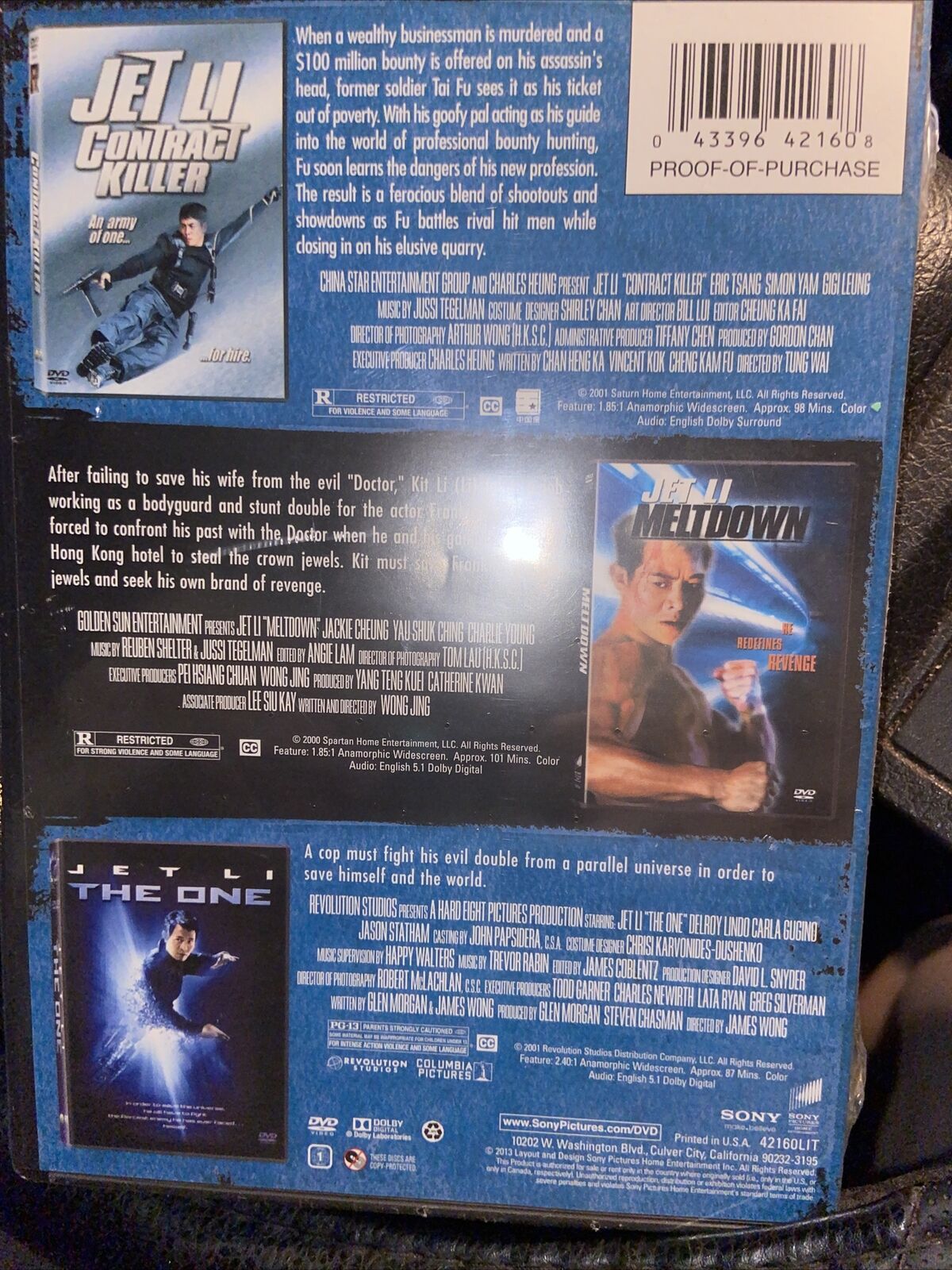 JET LI : The One / Meltdown / Contract Killer (3-Movie Collection, DVD) NEW