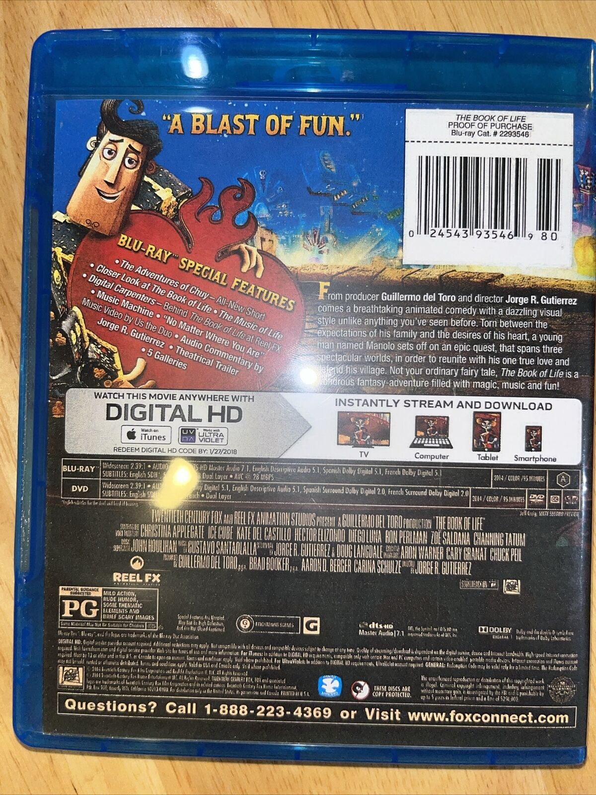 The Book of Life (Blu-ray, 2014) Blu-Ray Only No Digital Hd 