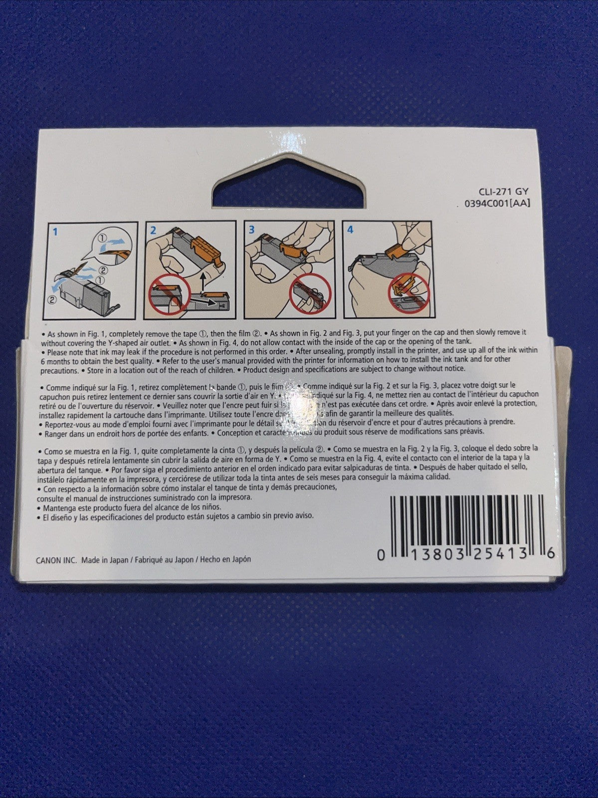 Genuine Canon OEM CLI-271 GY / CLI-271 Gray Ink Cartridge