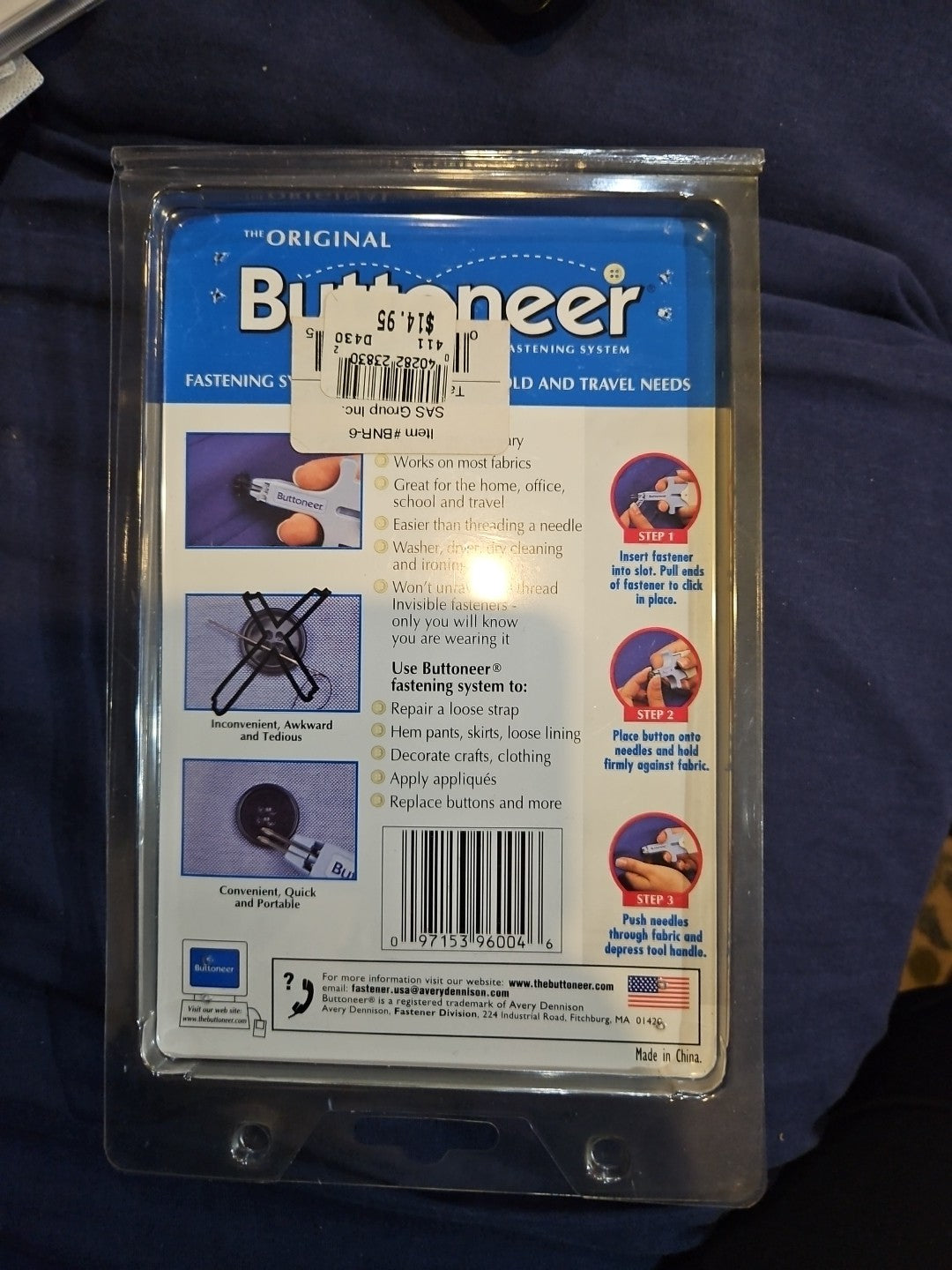 Avery Dennison The Original Buttoneer Fastening System As Seen on TV