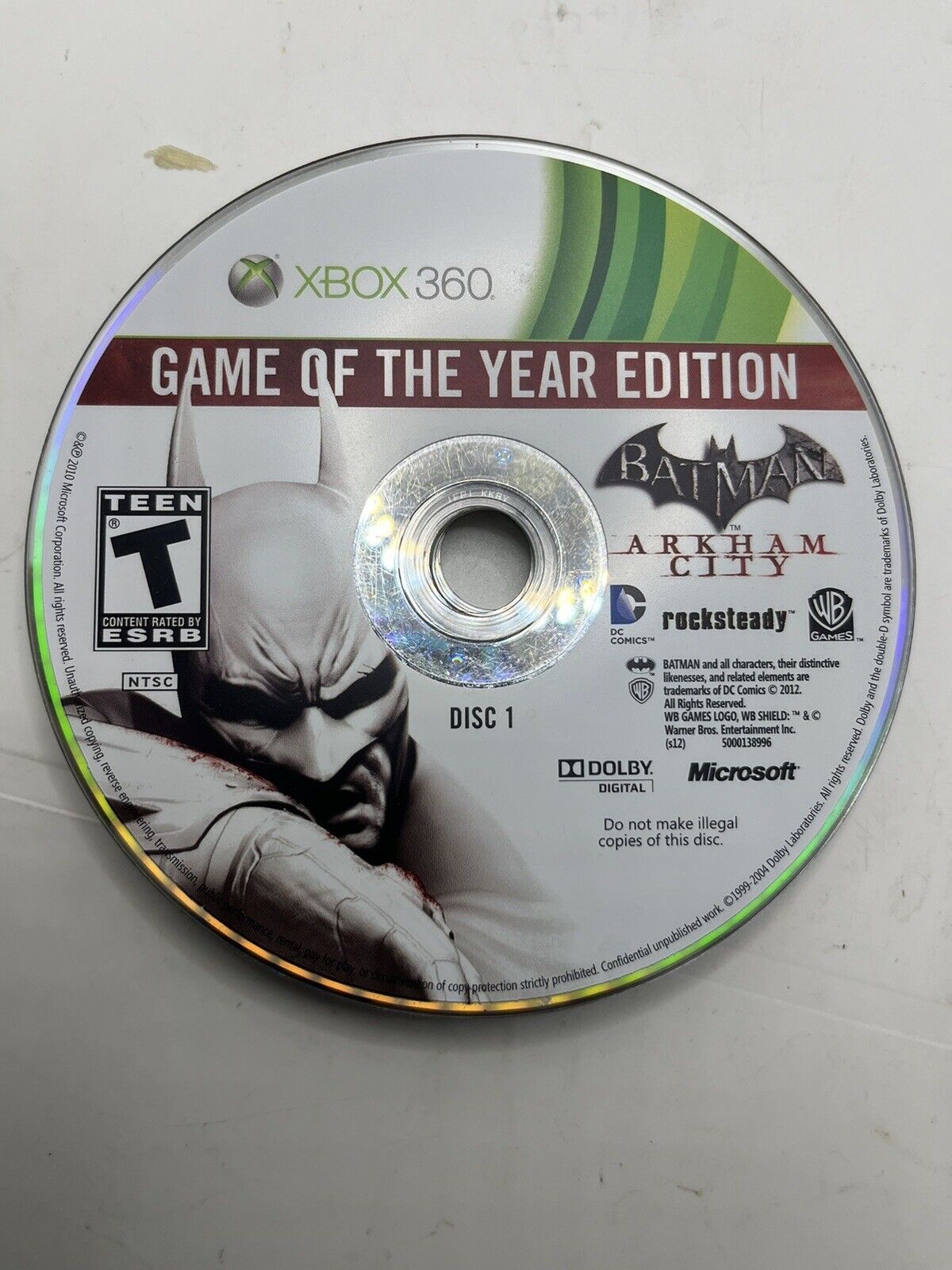 Batman: Arkham Asylum -- Game of the Year Edition XBOX 360 Disc 1 Only