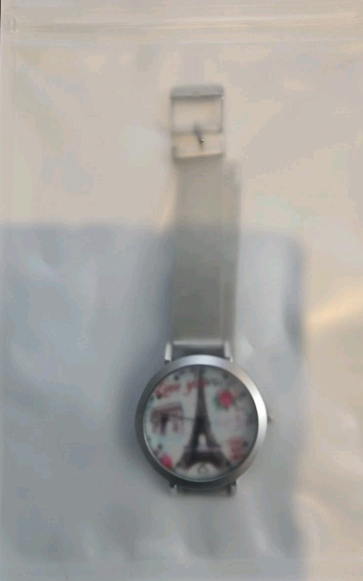 Eiffel Tower "Love You" 9.25" Analog Wrist Watch with Mesh Metal Band
