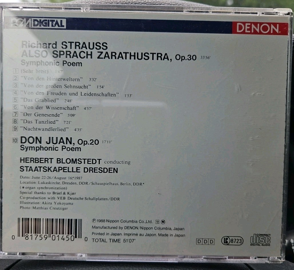 Also Sprach Zarathustra Don Juan CD Richard Strauss Herbert Blomstedt 1988 Denon