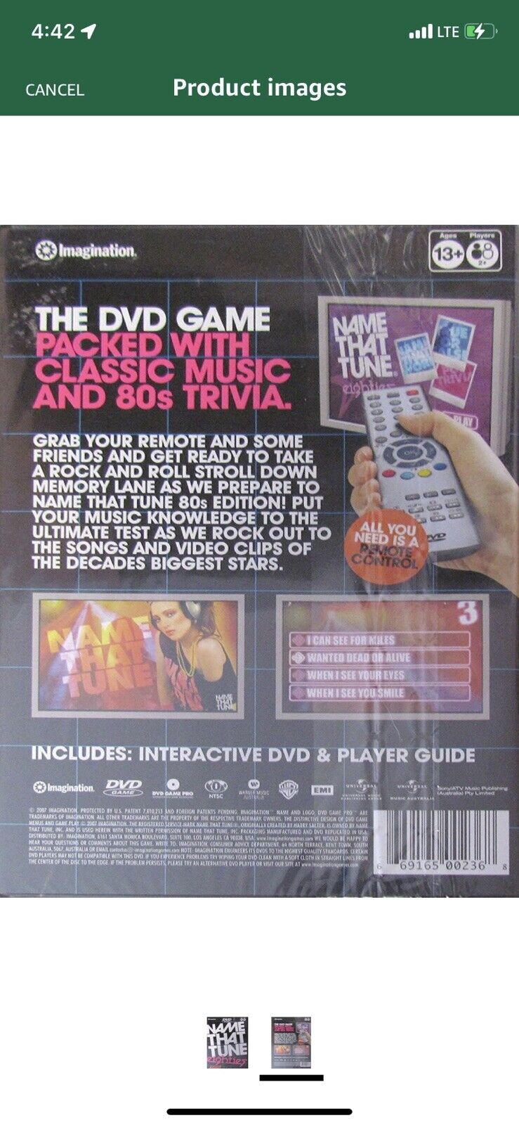 NAME THAT TUNE 80s DVD Game Eighties Nostalgia (Played with Remote Control)