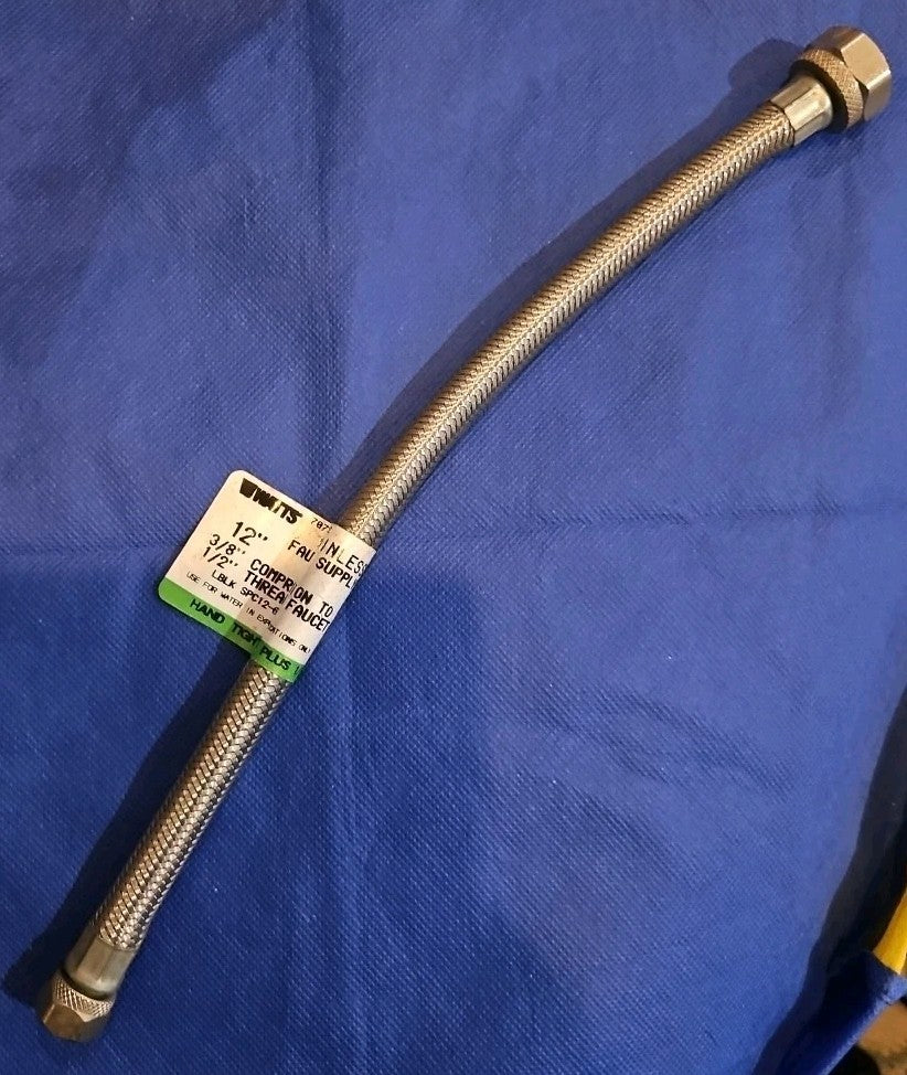 NEW ~ Watts Fip x 12-in Stainless Steel Flexible Faucet Supply Line.