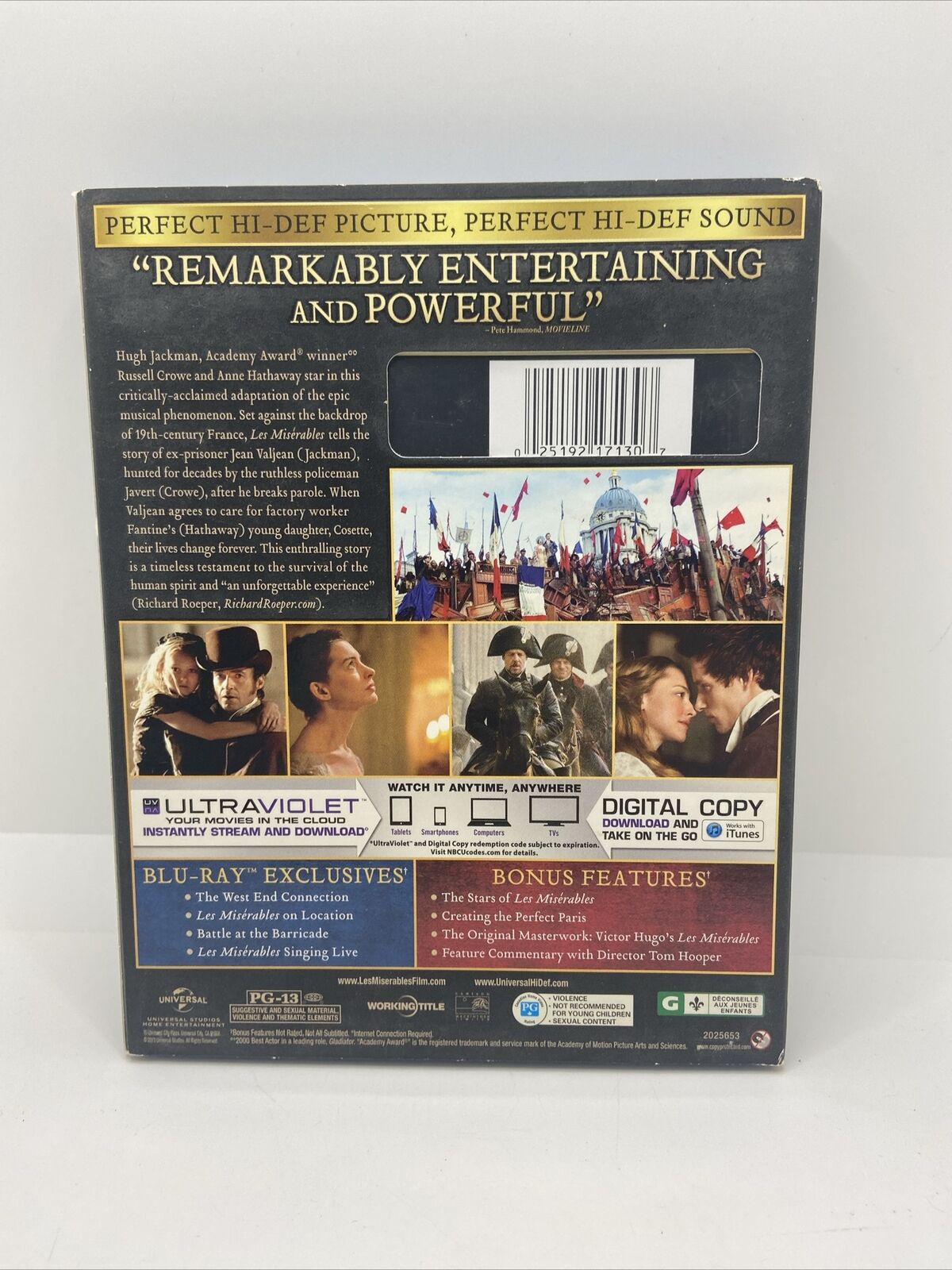 Les Misérables (Blu-ray/DVD, 2013, 2-Disc Set, Includes Digital Copy...