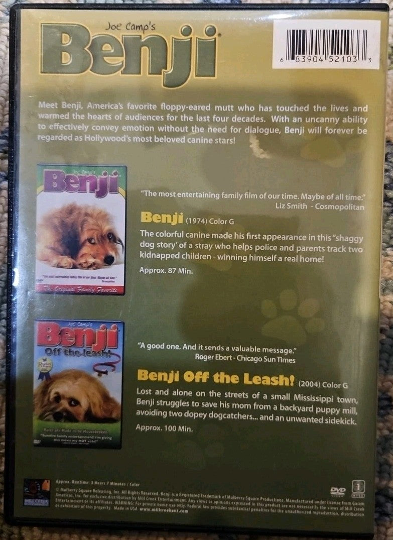 Benji & Benji Off The Leash (DVD) 2 Movie Collection New