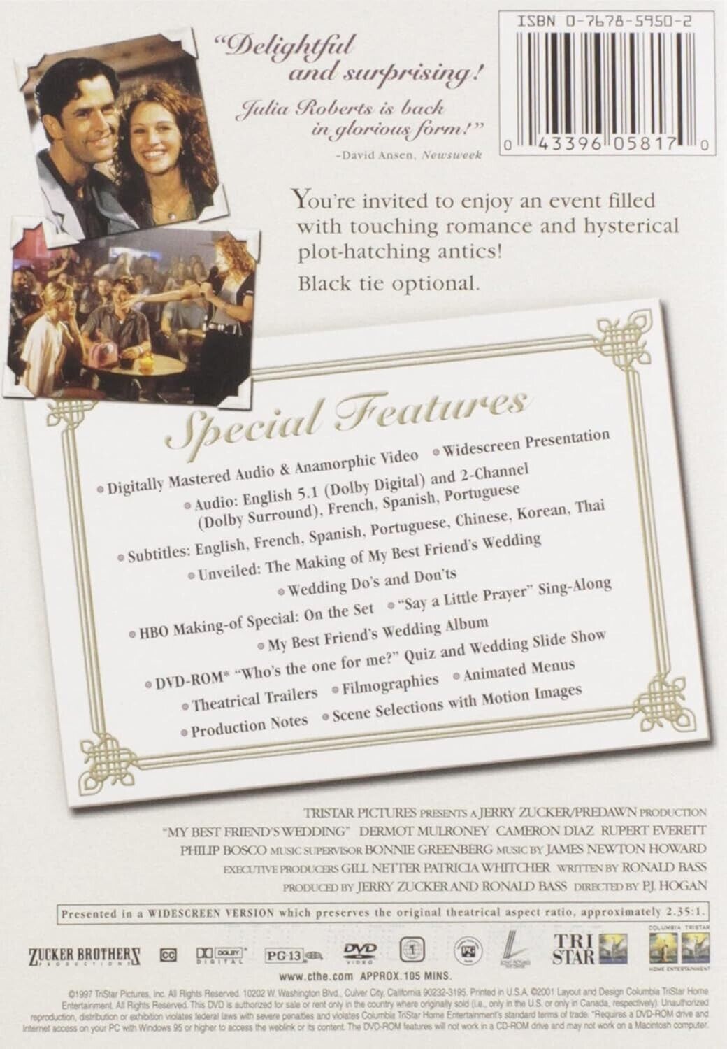 My Best Friends Wedding (DVD, 2001, Special Edition) BRAND NEW