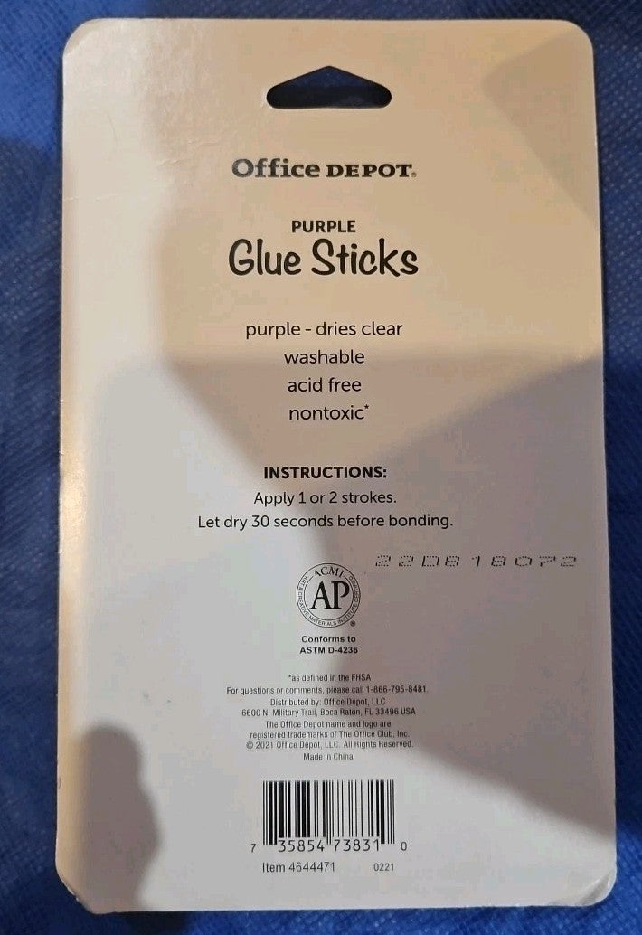 4 Count Purple Glue Sticks - Office Depot Brand - Dries Clear