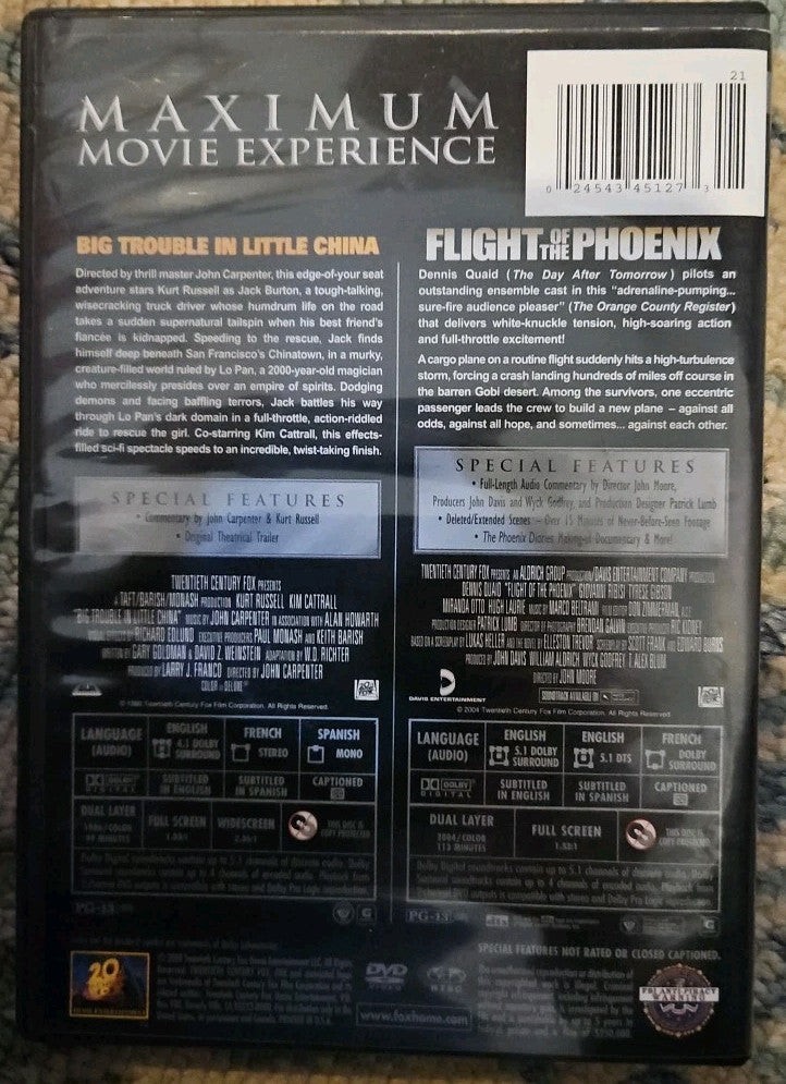 Big Trouble In Little China/Flight Of The Phoenix (2-Disc Set DVD) New Sealed