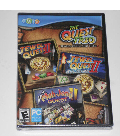 The Quest Trio Jewels Cards and Tiles PC Game CD-Rom Brand New