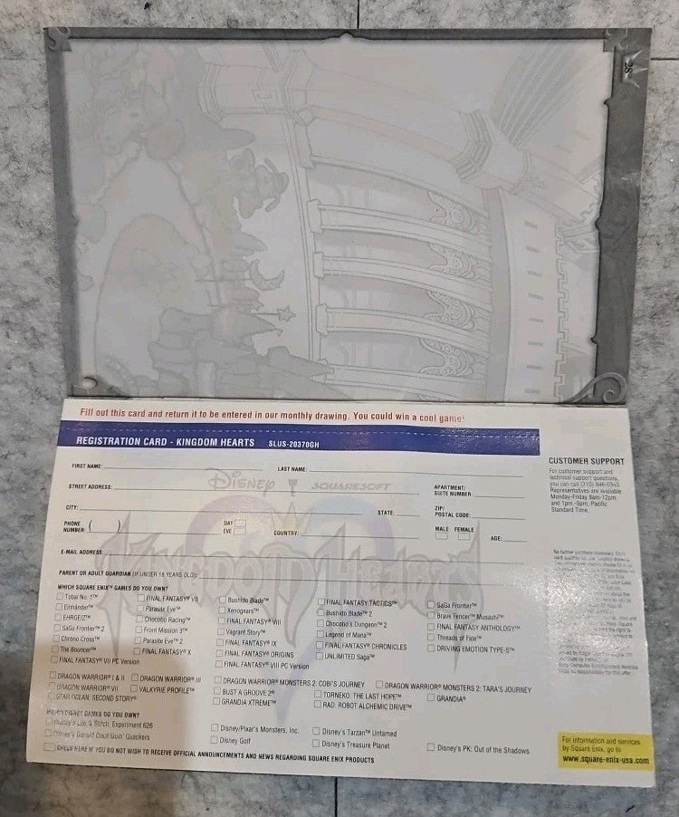 Kingdom Hearts Playstation 2 Game Manual With Reg Card