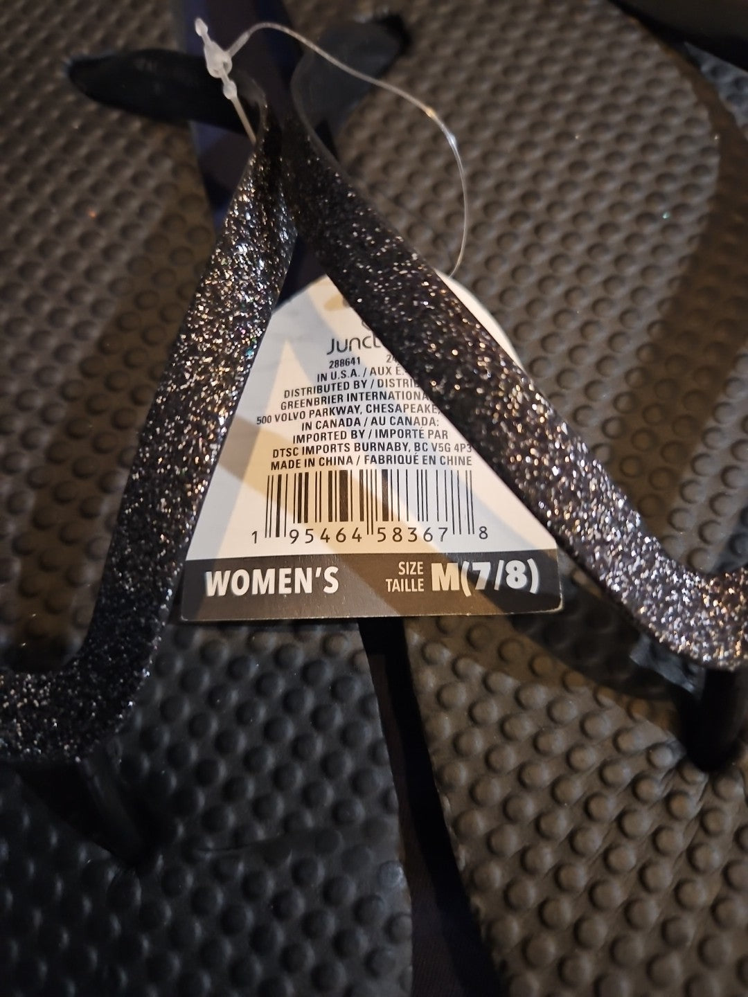 Juncture Women's 7/8 Flip Flops / Glitter Strap - BRAND NEW