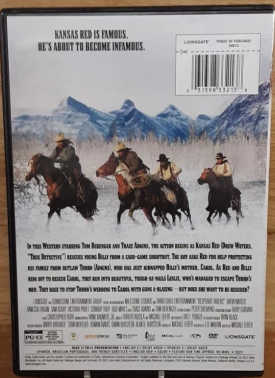Desperate Riders (DVD) Western Tom Berenger - Tested - New Case