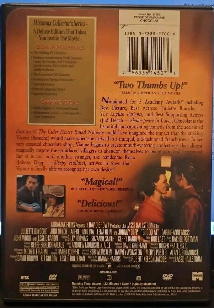 Chocolat (2001) (DVD, 2000)