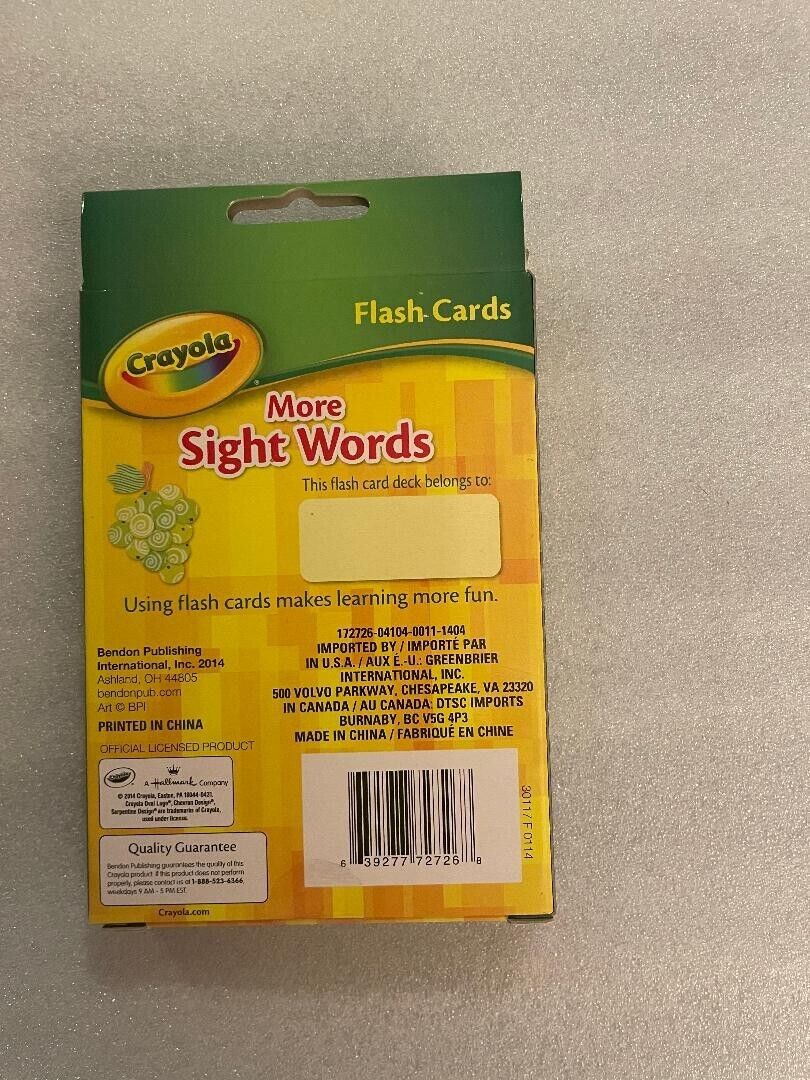 Crayola More Sight Words Flash Cards 36 Cards