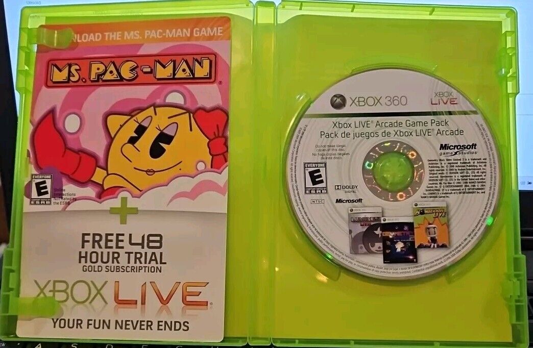 XBOX 360 Arcade Game Pack. TESTED. NO SCRATCHES. NEW CASE. RESEALED.