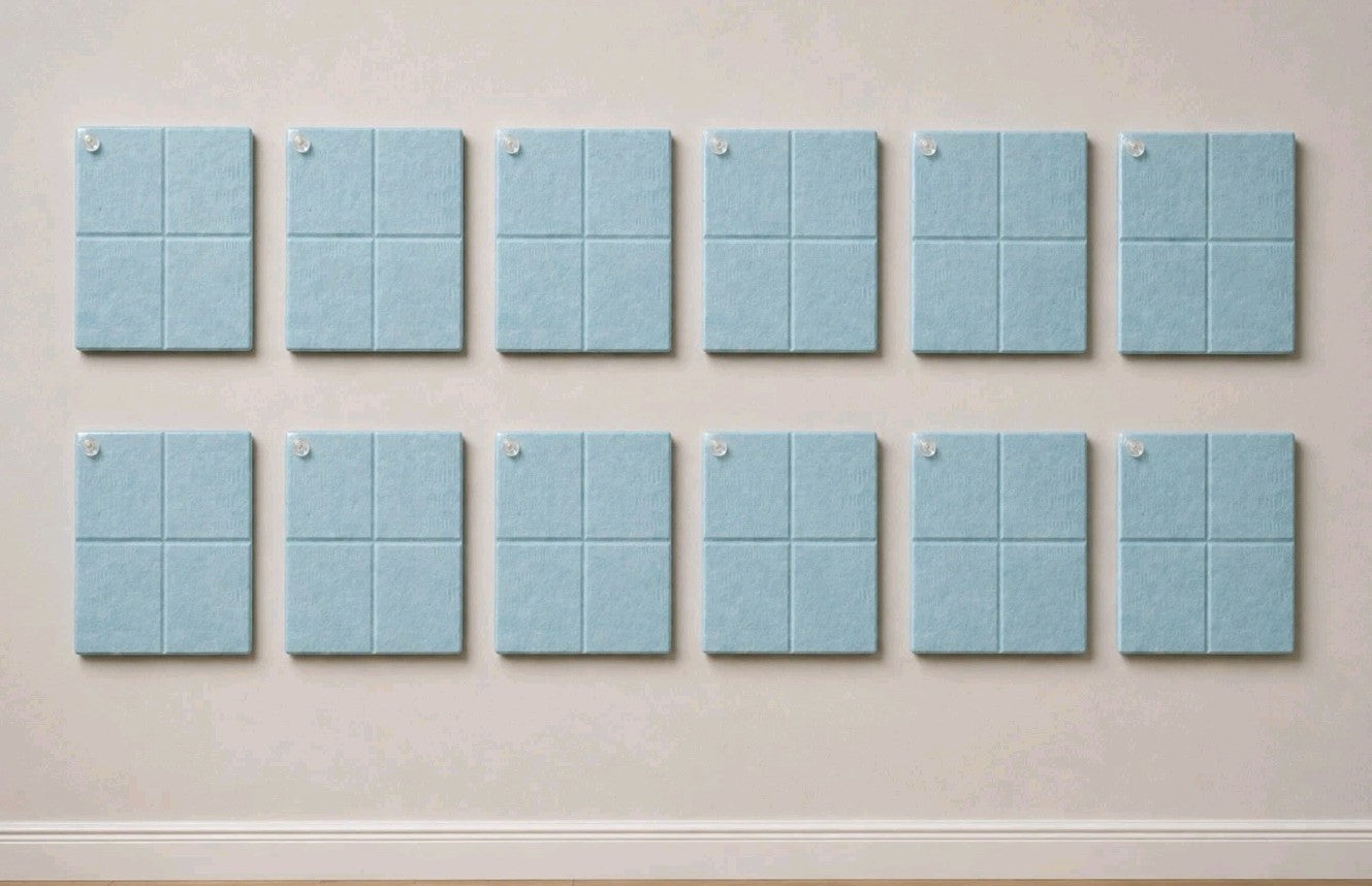 Fluxynara 12 Felt Wall Tiles with Adhesive Tabs Baby Blue Color 9.5" x 3/8"