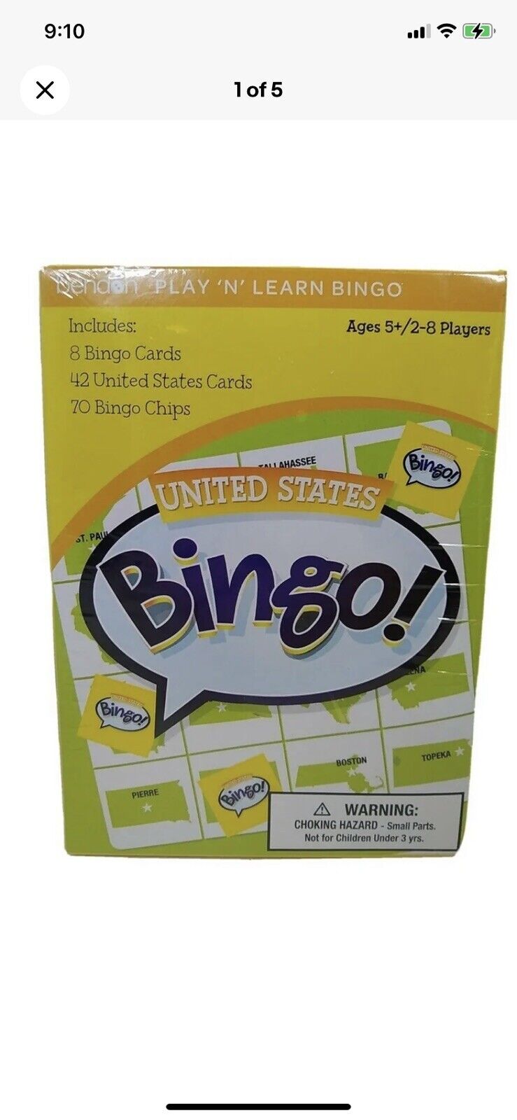 United States Bingo Ages 5+ Bendon United States New Sealed Up to 8 Players