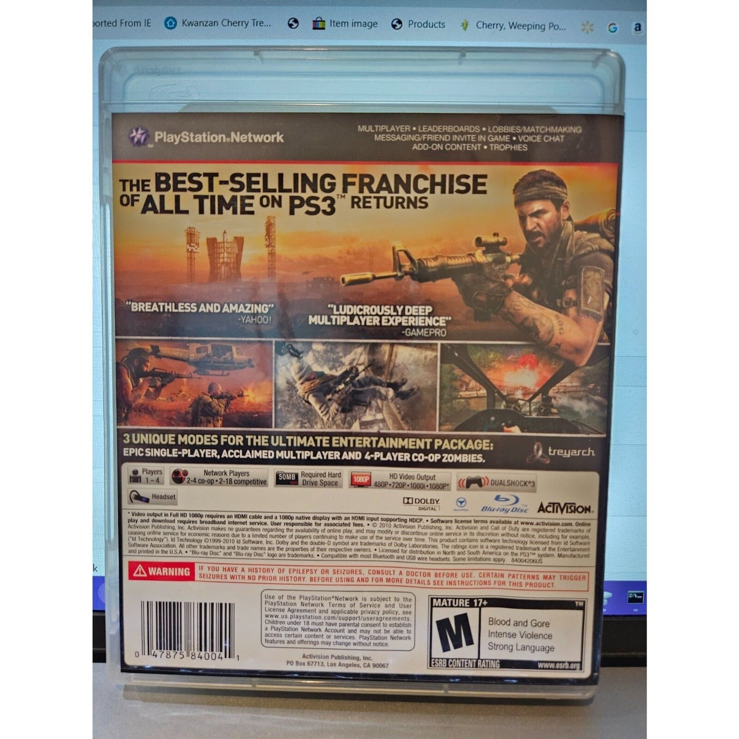 Call of Duty Black Ops - Playstation 3 -Tested. New Case.