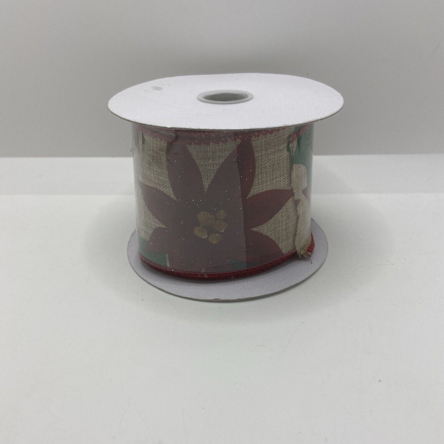 10 Yards Christmas 2.5" Wired Ribbon Red Sheer With Flowers 2 1/2" Wire Edge