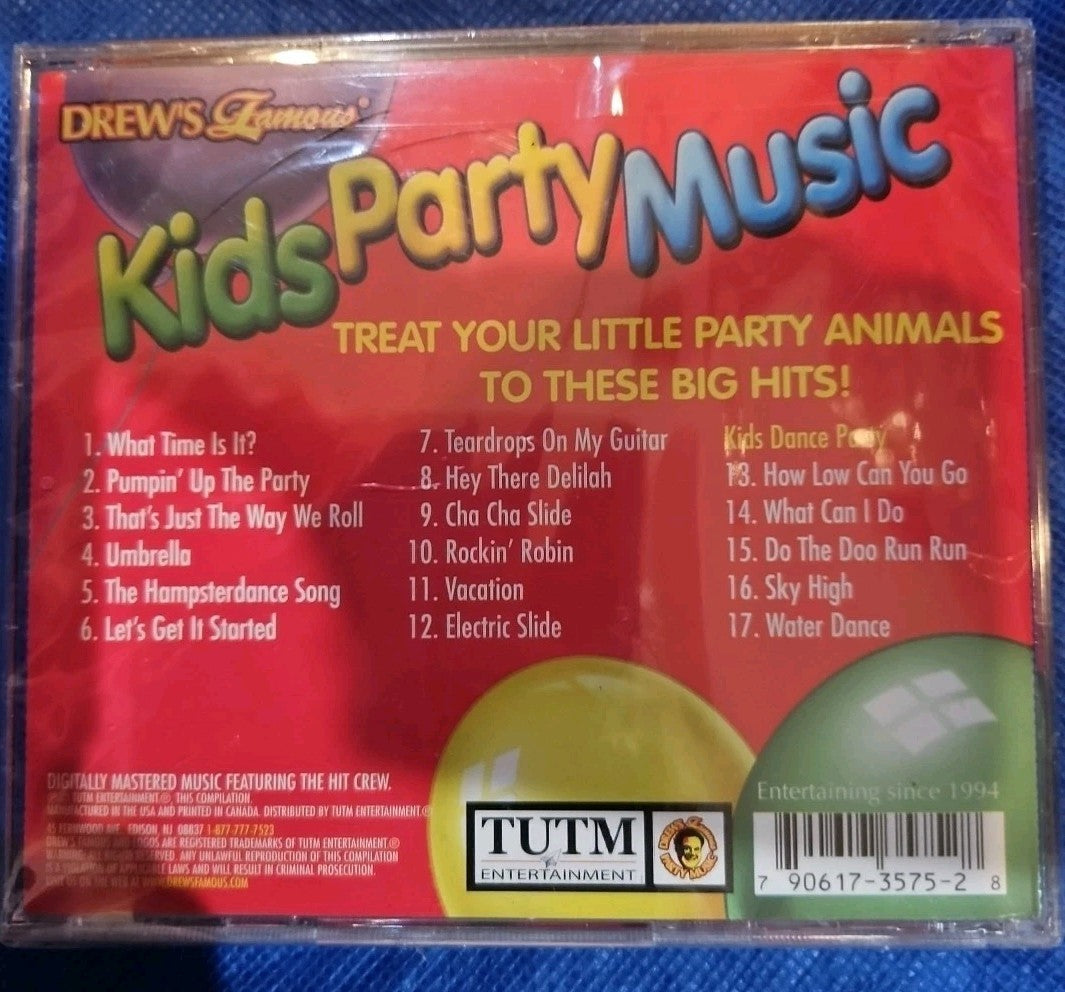 Kids Party Music CD- Drew’s famous- BRAND NEW CD 17 songs