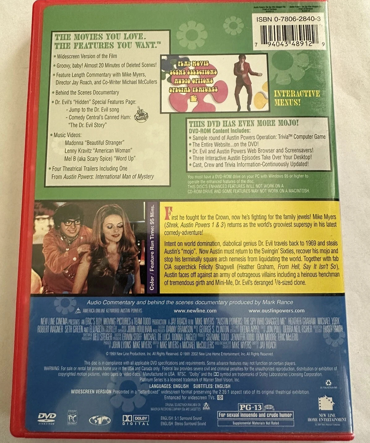 Austin Powers: The Spy Who Shagged Me (DVD, 1999) Mike Myers & Heather Graham