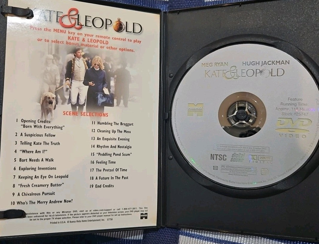 Kate & Leopold (DVD, 2001) Slim case tested cropped artwork