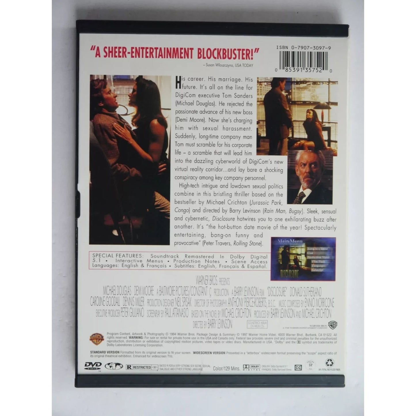 DISCLOSURE - Michael Douglas Demi Moore DVD New And Sealed Snap Case