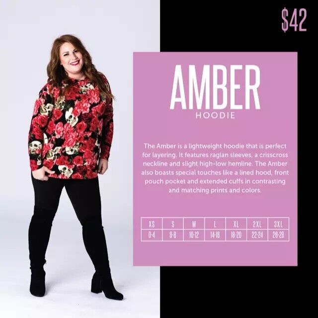 NWT LuLaRoe Amber Hoodie Pink Mauve Solid and Stripe SMALL