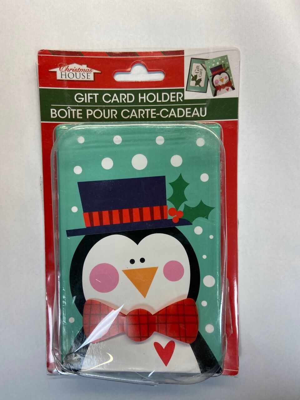 5" x 3.25" x .75" Top Hat Penguin Gift Card Holder