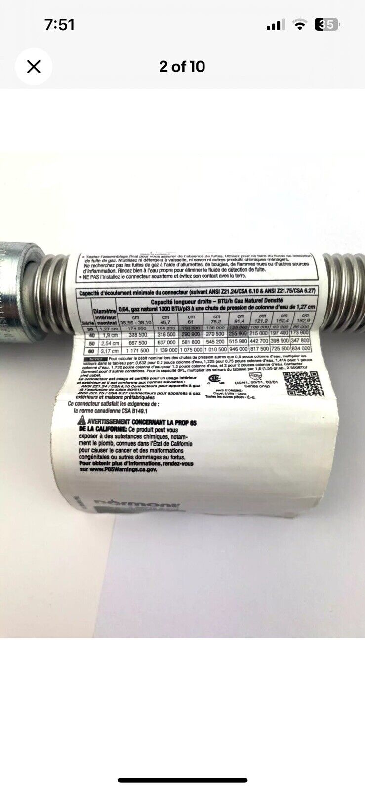 Dormont 376-92-M Stainless Steel Gas Connector 3/4” X 14” Male / Male New