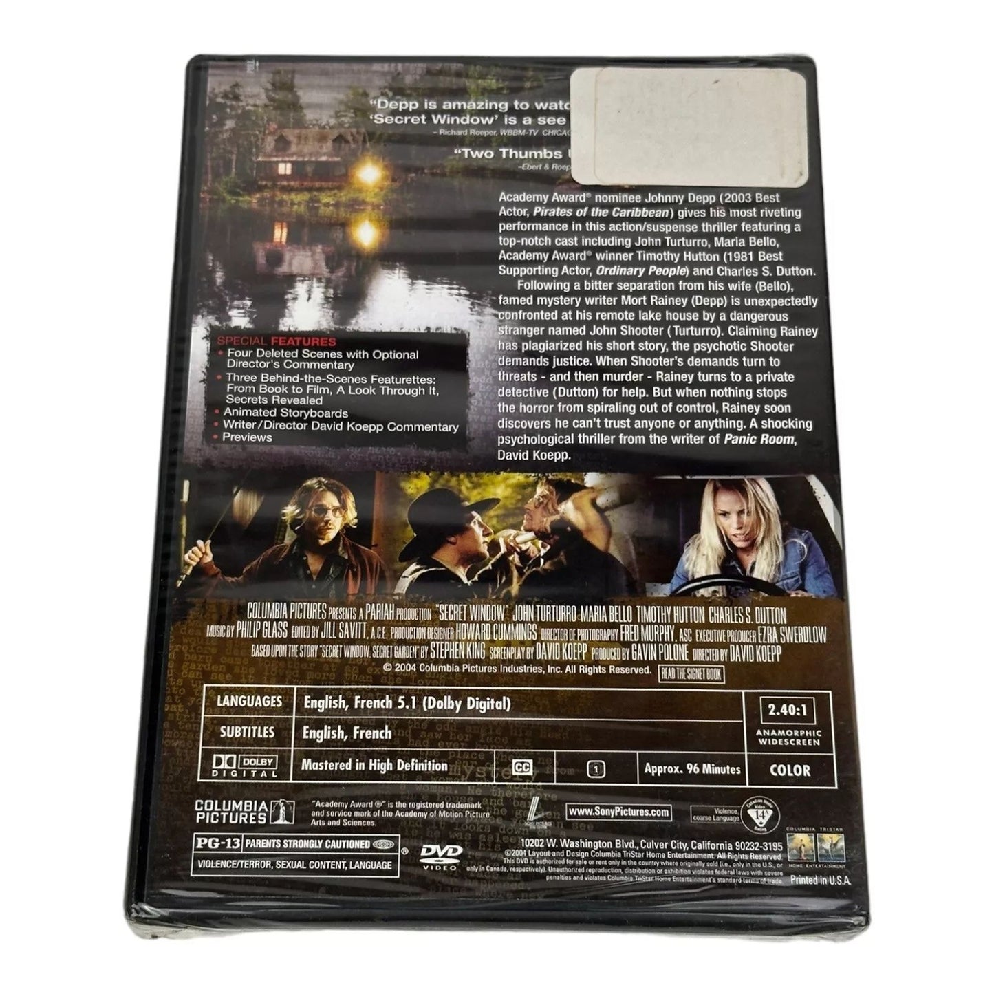 Secret Window - Johnny Depp - Maria Bello - Timothy Hutton (DVD) Factory Sealed