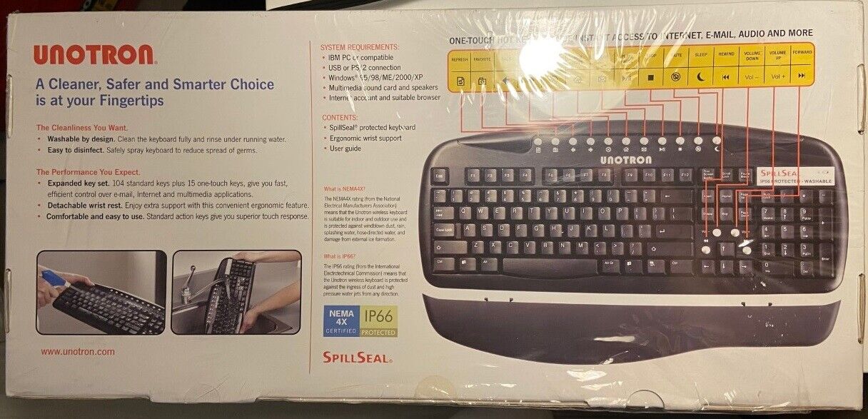 Unotron S5100K S5100K-B Washable Wired Keyboard