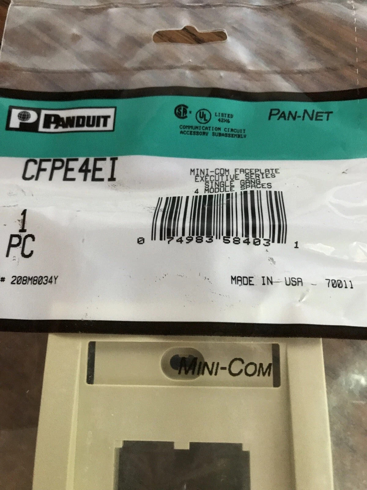 Panduit CFPE4EI Mini Com Faceplate - 4 position - Electric Ivory