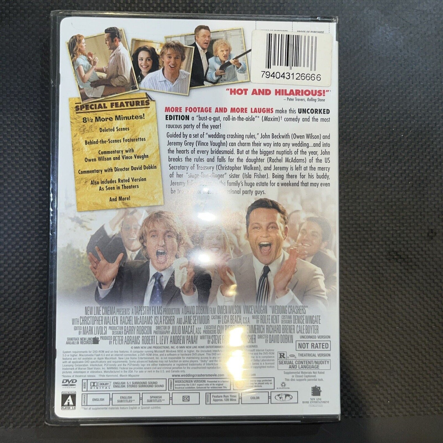 Wedding Crashers (DVD Widescreen Un Corked Edition) New Factory Sealed
