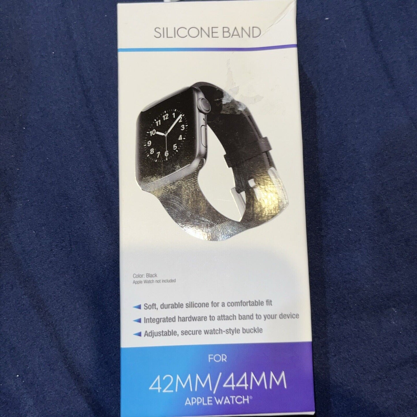 WITHit Black Silicone Band 42/44 mm Apple Watch Sports Stainless Steel Buckle