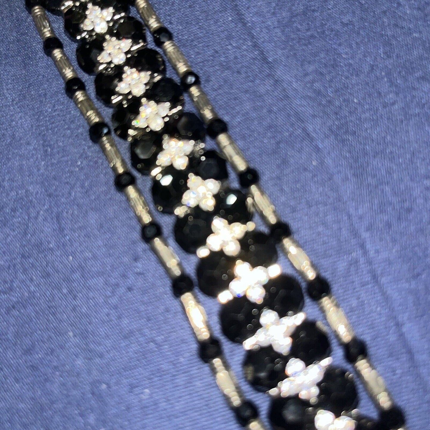 Stretchable Faux Onyx/Diamond Apple Watch Band 38/40/41mm Series 4,5,6,7,8,9 SE