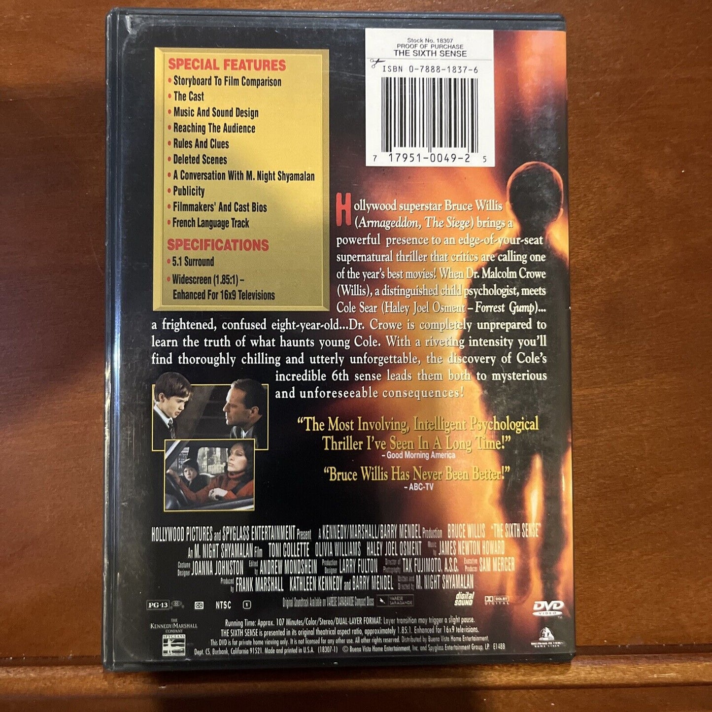 The Sixth Sense (DVD, 1999) Tested. New Casr
