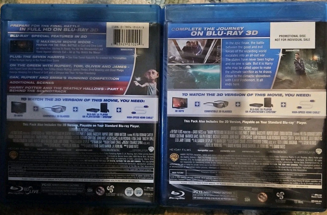 Harry Potter And The Deathly Hallows Part 1 & 2 (Blu Ray 3D + BluRay)