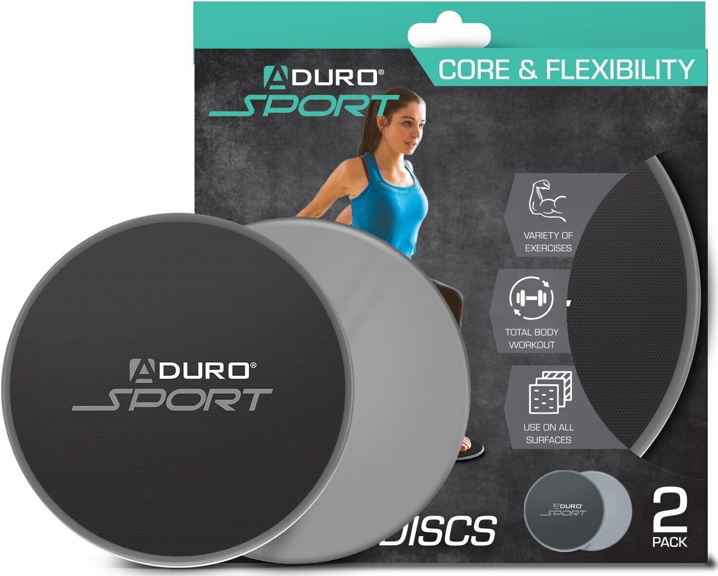 Aduro Sport Dual Sided Exercise Gliding Discs Core & Flexibility New