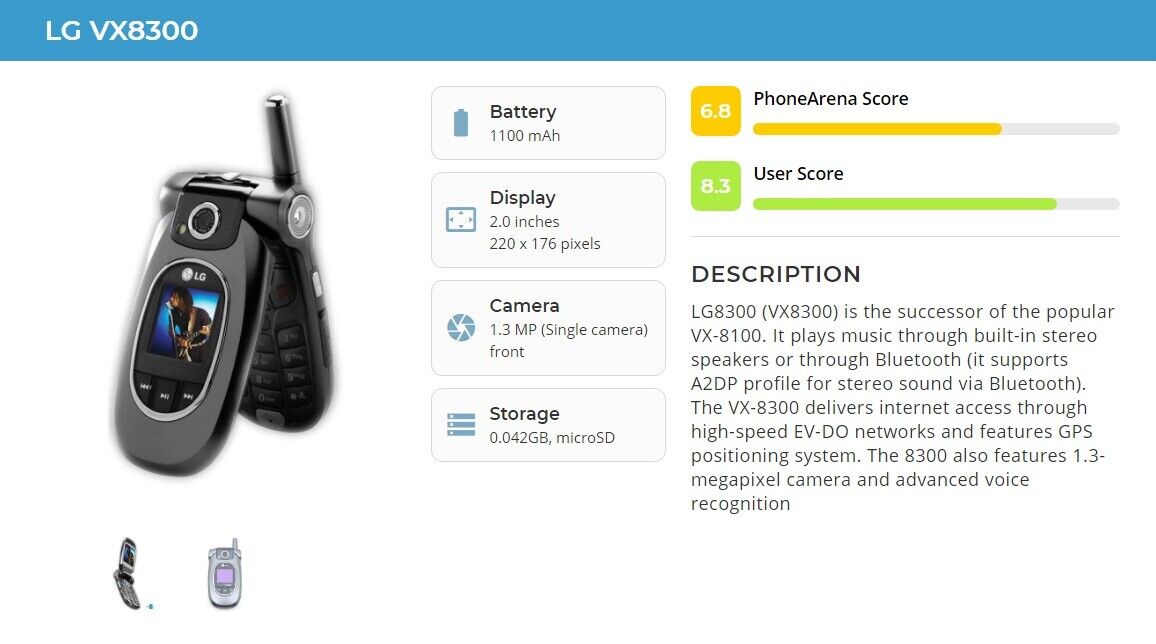 LG VX 8300 (Verizon) Cellular Phone !! For Parts Only !!