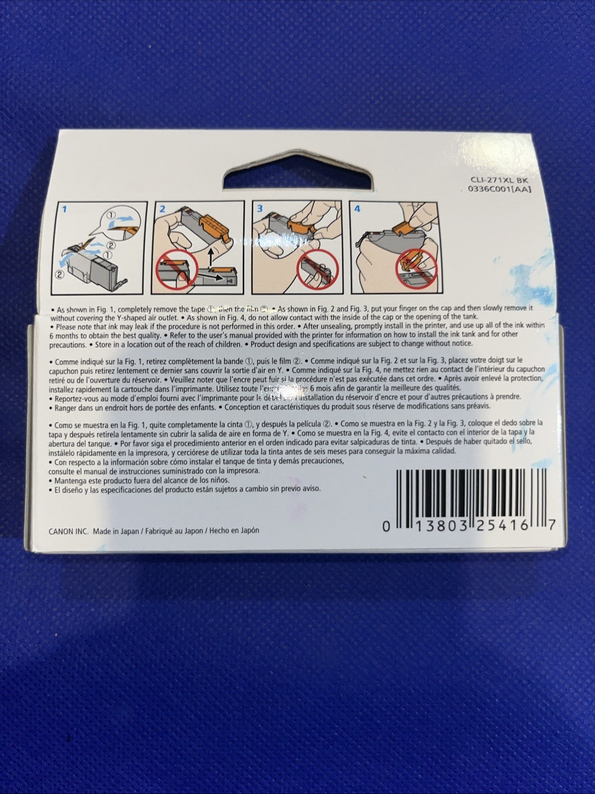 (1) Canon Pixma 271 CLI-271XL BK Black Ink Cartridges High Capacity OEM NEW