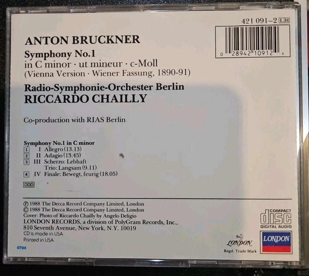 Bruckner: Symphony No 1; Ricca by Berlin Radio Symphony Orchestra; Chailly,...