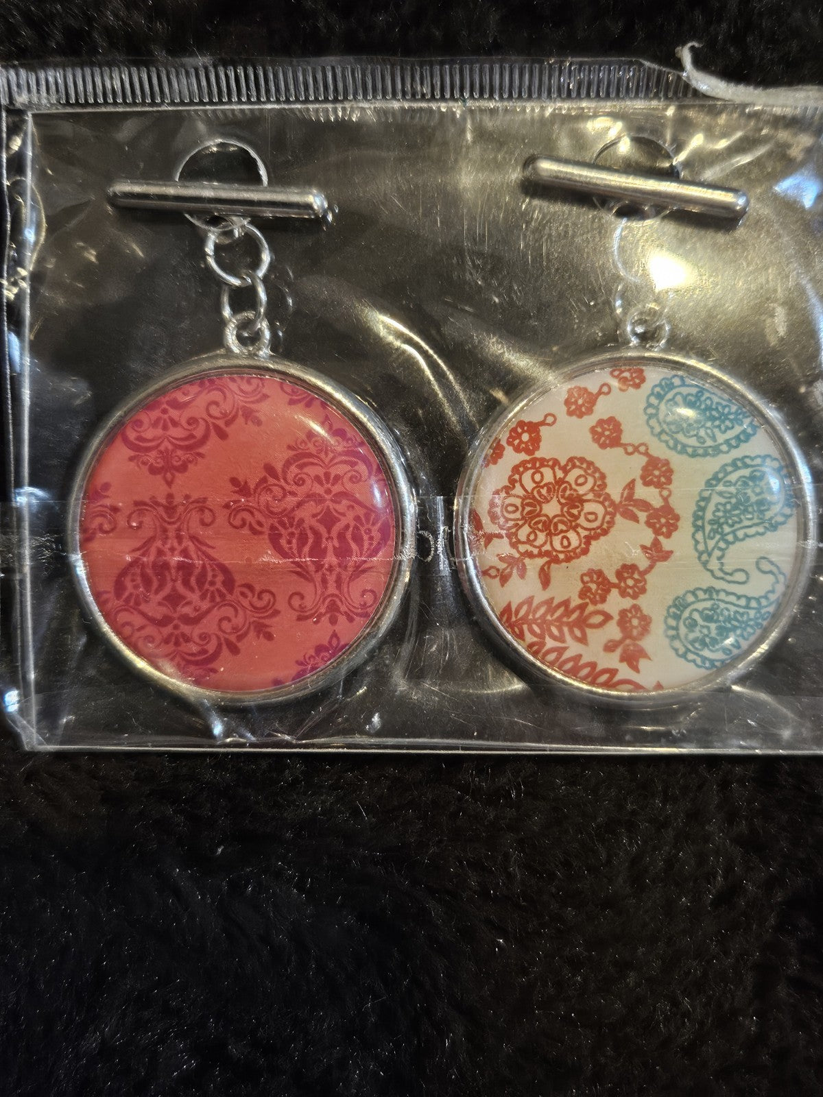 "Friends Share The Journey" + Paisley & Flowers Pendants (1.25" each)