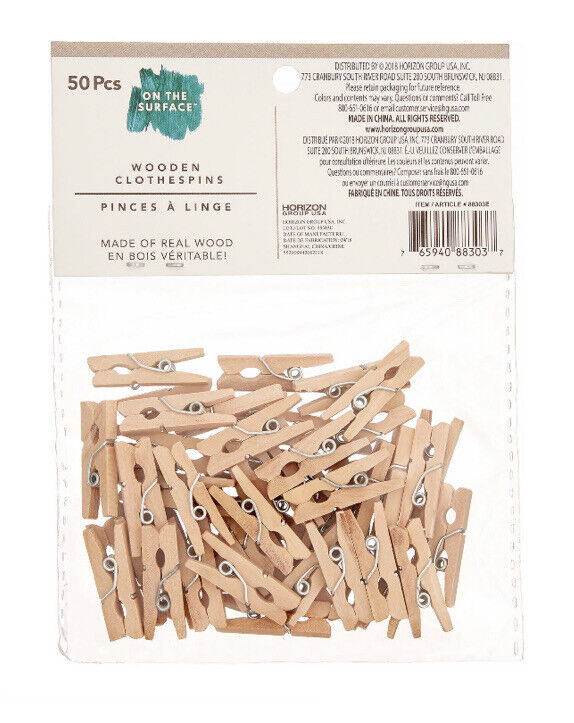 Miniature Wooden Clothespins - 50 ct