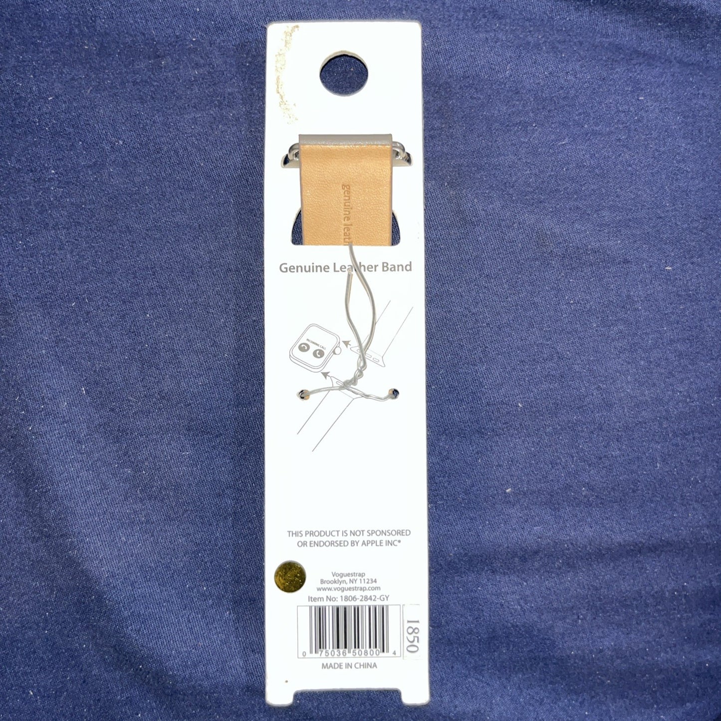 Genuine Leather Band Grey Fits Apple Watch 42mm & 44mm