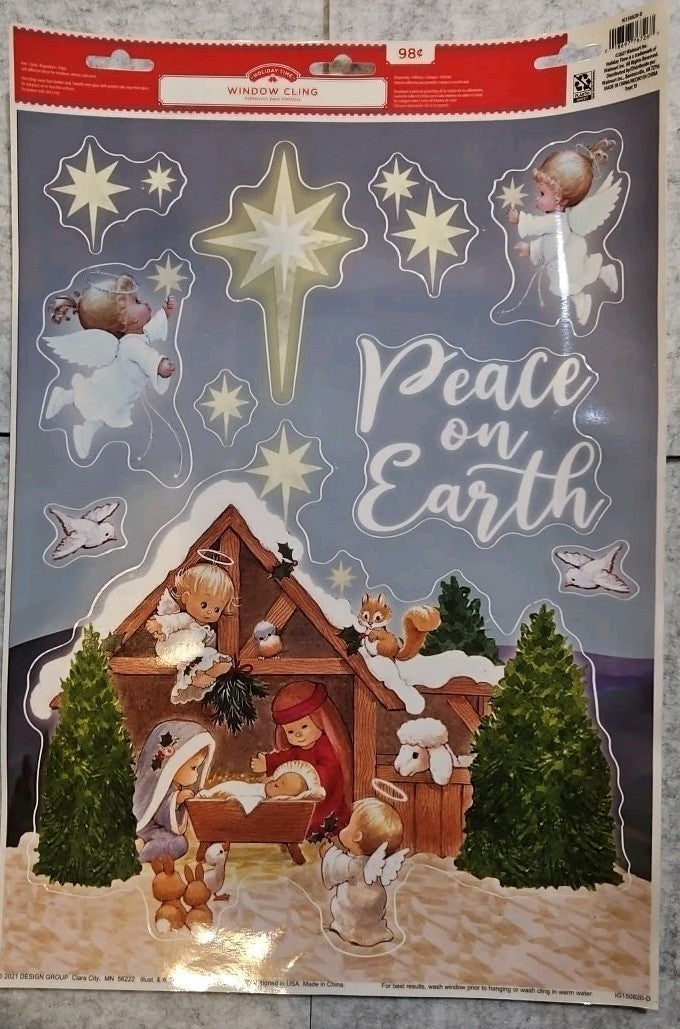 Vintage Christmas House 9 ct Glitter Clings Gingerbread