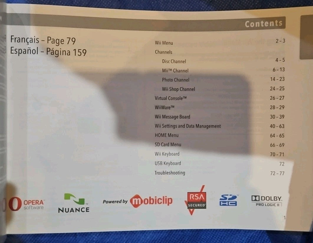 Wii Operations Manual (Soft Cover) In English, French & Spanish